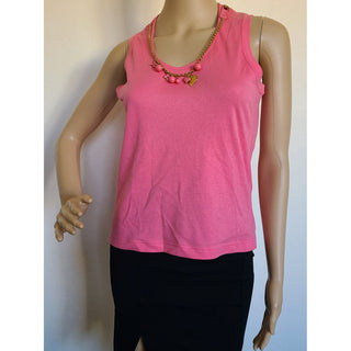 Louis Vuitton pink gold-tone LV charm embellishment cotton t-shirt S sz