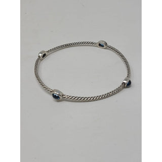 David Yurman Sterling Silver Topaz station cable classic bracelet