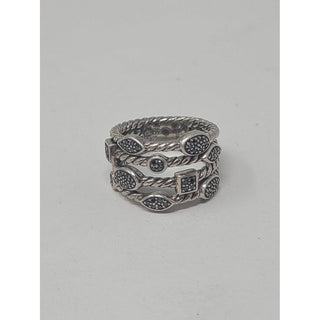 Cute David Yurman Sterling Silver Confetti Black Diamond Ring 5 ¼ sz