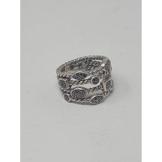 Cute David Yurman Sterling Silver Confetti Black Diamond Ring 5 ¼ sz