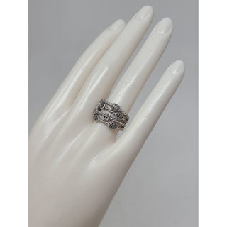 Cute David Yurman Sterling Silver Confetti Black Diamond Ring 5 ¼ sz