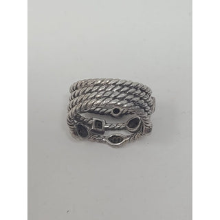 Cute David Yurman Sterling Silver Confetti Black Diamond Ring 5 ¼ sz