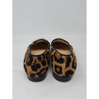 Christian Louboutin Leopard Spike Logo Printed Loafers 39.5 EU