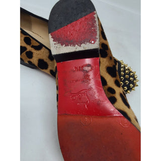 Christian Louboutin Leopard Spike Logo Printed Loafers 39.5 EU