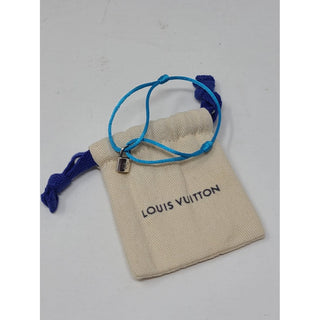 Louis Vuitton blue cord Sterling Silver LV lock UNICEF bracelet