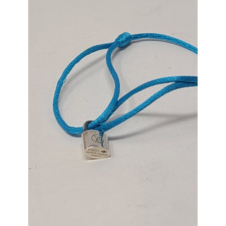 Louis Vuitton blue cord Sterling Silver LV lock UNICEF bracelet