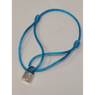 Louis Vuitton blue cord Sterling Silver LV lock UNICEF bracelet
