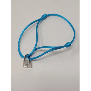 Louis Vuitton blue cord Sterling Silver LV lock UNICEF bracelet