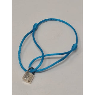 Louis Vuitton blue cord Sterling Silver LV lock UNICEF bracelet