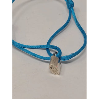 Louis Vuitton blue cord Sterling Silver LV lock UNICEF bracelet