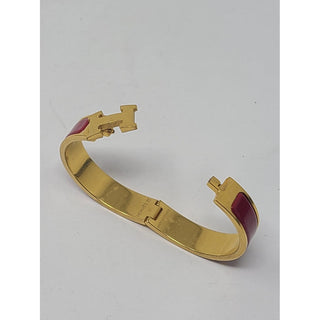 Hermès Red Enamel Gold-plated Clic Clac H bracelet PM