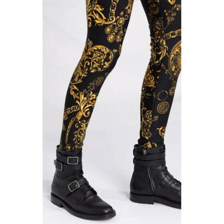 Versace Jeans Couture black multicolor Baroque print leggings 40 IT