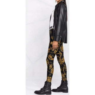 Versace Jeans Couture black multicolor Baroque print leggings 40 IT