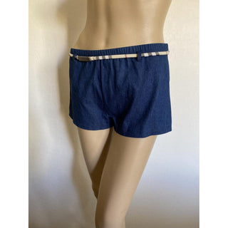 Burberry Denim Blue Nova Check Belted Mini Shorts S sz