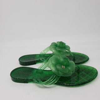 Chanel Green Jelly Interlocking CC Camellia Sandals 35 EU