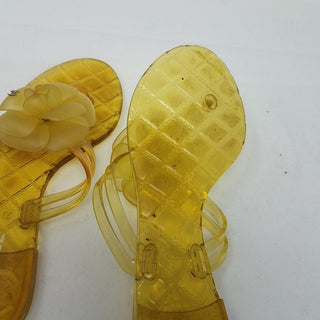 Chanel Yellow Jelly Interlocking CC Camellia Sandals 37 EU