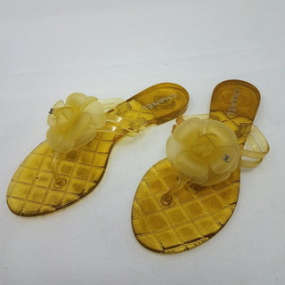 Chanel Yellow Jelly Interlocking CC Camellia Sandals 37 EU