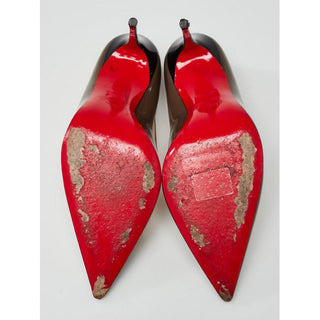 Christian Louboutin Brown Patent Paulina pointed pumps 40 EU