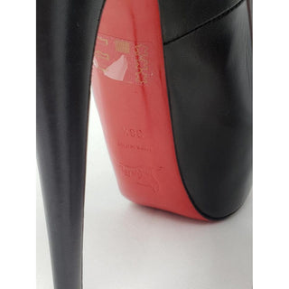 Christian Louboutin Black Leather Platform Mesh Ankle Boots 38.5 EU