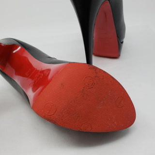 Christian Louboutin black leather peep-toe ankle boots 40.5 EU