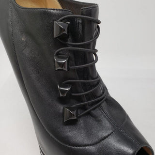 Christian Louboutin black leather peep-toe ankle boots 40.5 EU