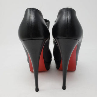 Christian Louboutin black leather peep-toe ankle boots 40.5 EU