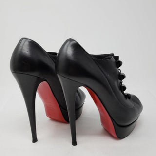Christian Louboutin black leather peep-toe ankle boots 40.5 EU