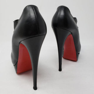 Christian Louboutin black leather peep-toe ankle boots 40.5 EU