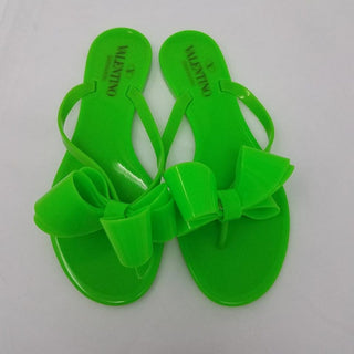 Valentino Garavani green bow embellished jelly thong sandals 35 sz