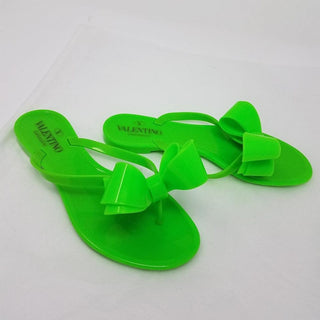 Valentino Garavani green bow embellished jelly thong sandals 35 sz