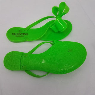Valentino Garavani green bow embellished jelly thong sandals 35 sz