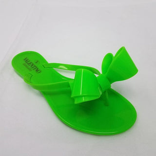 Valentino Garavani green bow embellished jelly thong sandals 35 sz