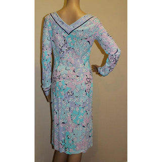 Emilio Pucci Blue Multicolor Signature Print Dress 12 US