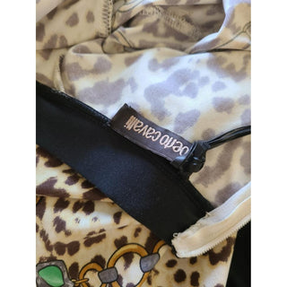 Roberto Cavalli black brown multicolour Leopard print long-sleeved dress 6 sz