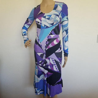 Emilio Pucci Purple Multicolor Signature Print Dress 4 US