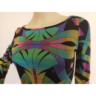 Emilio Pucci Black Multicolor Signature Print Belted Dress 4 US