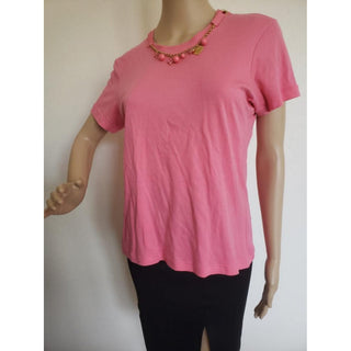 Louis Vuitton pink gold-tone LV charm embellished cotton t-shirt L sz