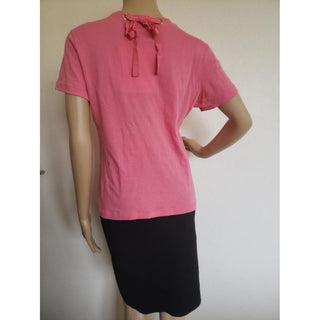 Louis Vuitton pink gold-tone LV charm embellished cotton t-shirt L sz