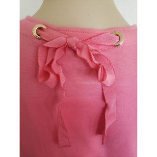 Louis Vuitton pink gold-tone LV charm embellished cotton t-shirt L sz