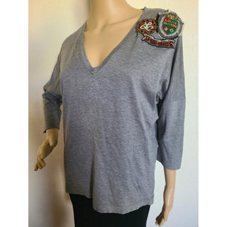 Louis Vuitton Grey cotton long-sleeved top with logo embroidery M sz