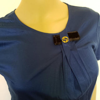 Gucci blue GG logo charm short-sleeve top M sz