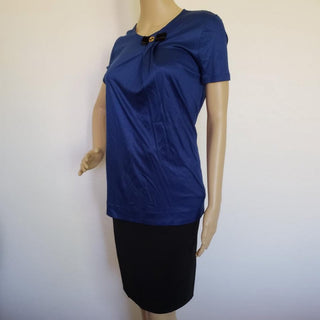 Gucci blue GG logo charm short-sleeve top M sz