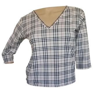 Burberry Beige Multicolor Nova Check Plaid Top S sz