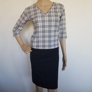 Burberry Beige Multicolor Nova Check Plaid Top S sz