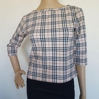 Burberry Brown Multicolor Nova Check Plaid Top M sz