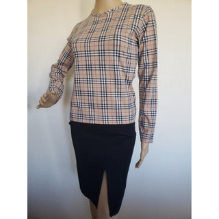 Burberry Brown Multicolor Nova Check Plaid Top M sz