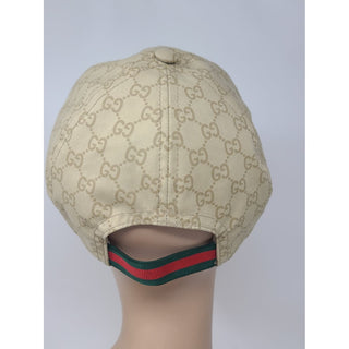 Gucci beige GG Monogram logo baseball cap M sz