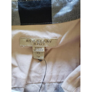 Burberry Brown Beige Multicolor Exploded Check Print Shirt XS