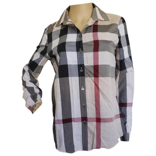 Burberry Brown Beige Multicolor Exploded Check Print Shirt XS