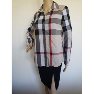 Burberry Brown Beige Multicolor Exploded Check Print Shirt XS